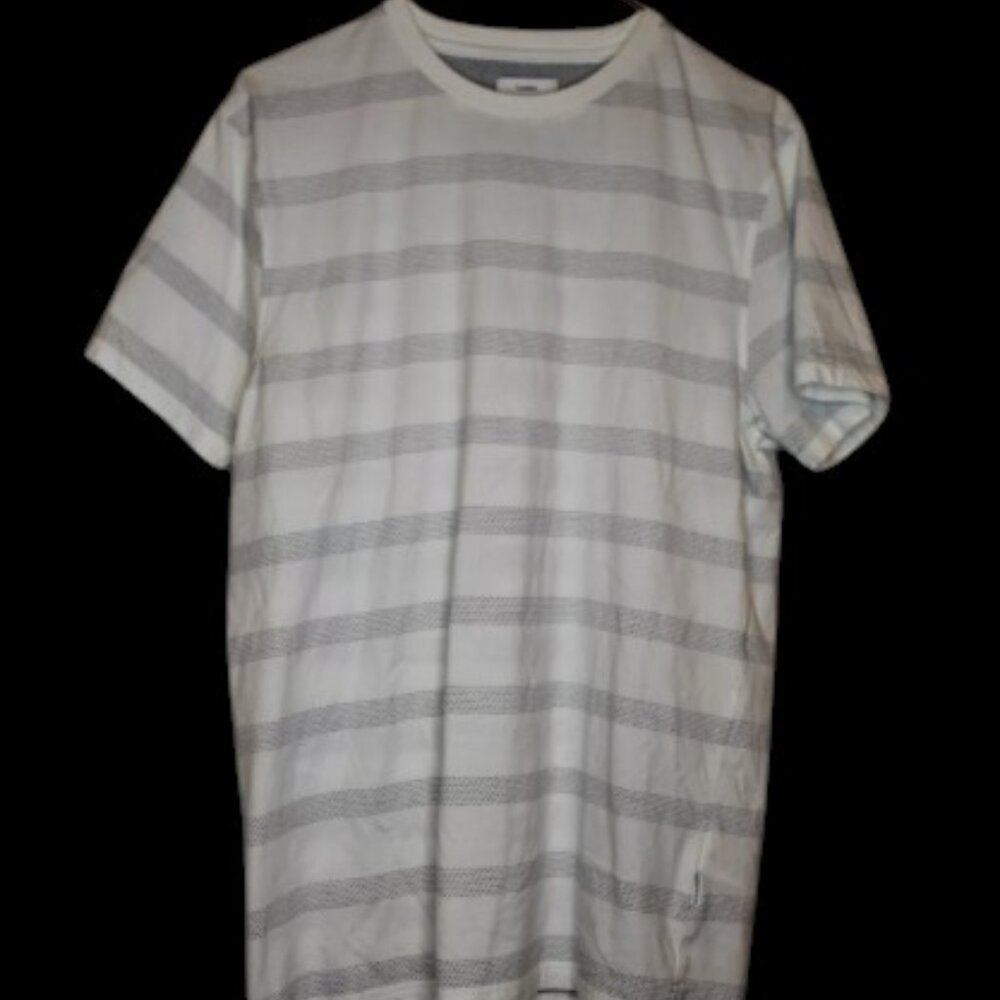 Peter Werth N1 Striped White Grey Tee Shirt Men Size Medium M